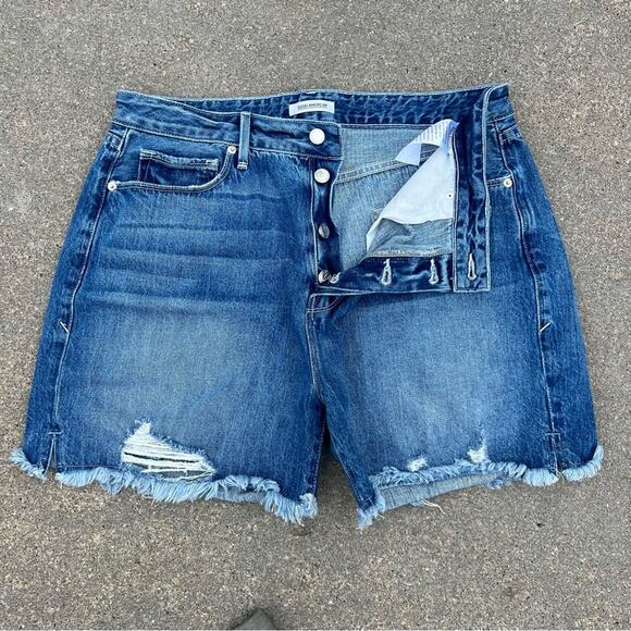 Good American Pants - Good American high waist button fly cut off distressed jean shorts size 14/32
